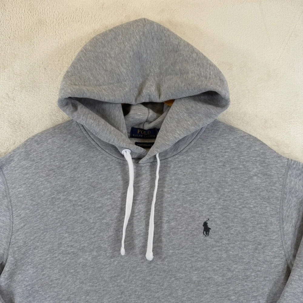 Polo Ralph Lauren Performance Hoodie Mens Large Gray Fleece Pullover Sweatshirt